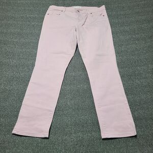 ANN TAYLOR LOFT SKINNY CROPPED PANTS WOMEN SIZE 30‎ 10 LIGHT PINK DENIM JEANS
